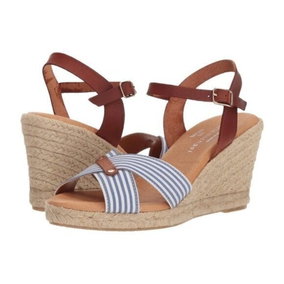 Eric Michael Tabitha Espadrille Wedge Sandal New NIB 41 10.5 Leather - Picture 1 of 4